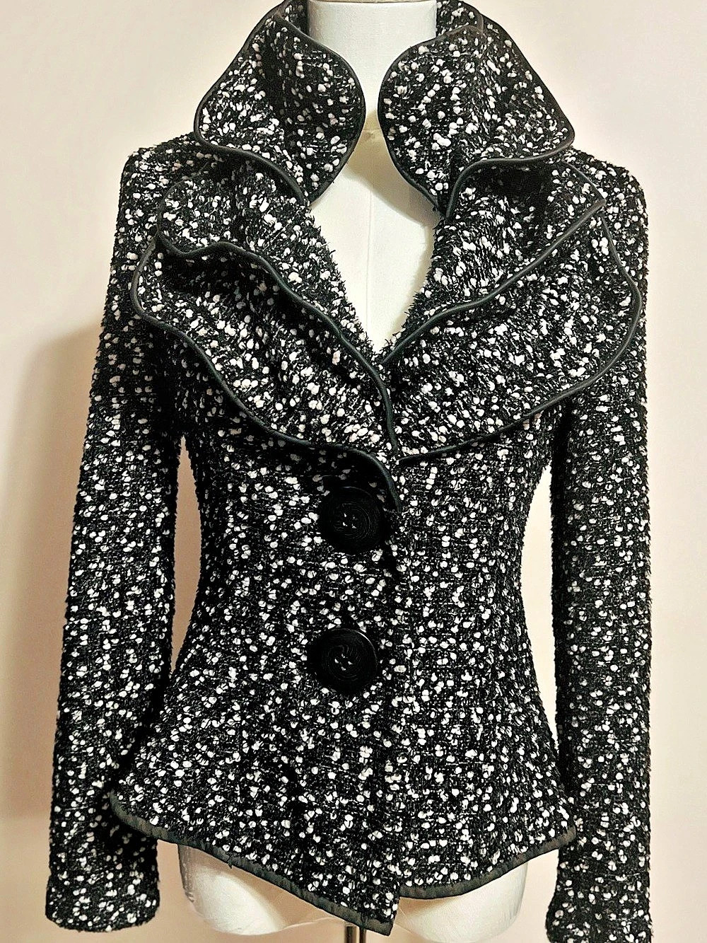 Joseph Ribkoff Bouclé Blazer Black & White
